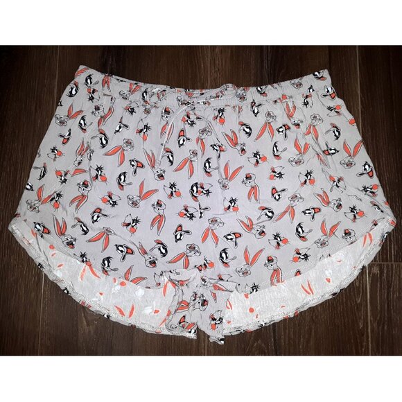 Women's Looney Tunes Grey Pajama Shorts Sleepwear Size Extra Large Lounge Shorts - Picture 1 of 4